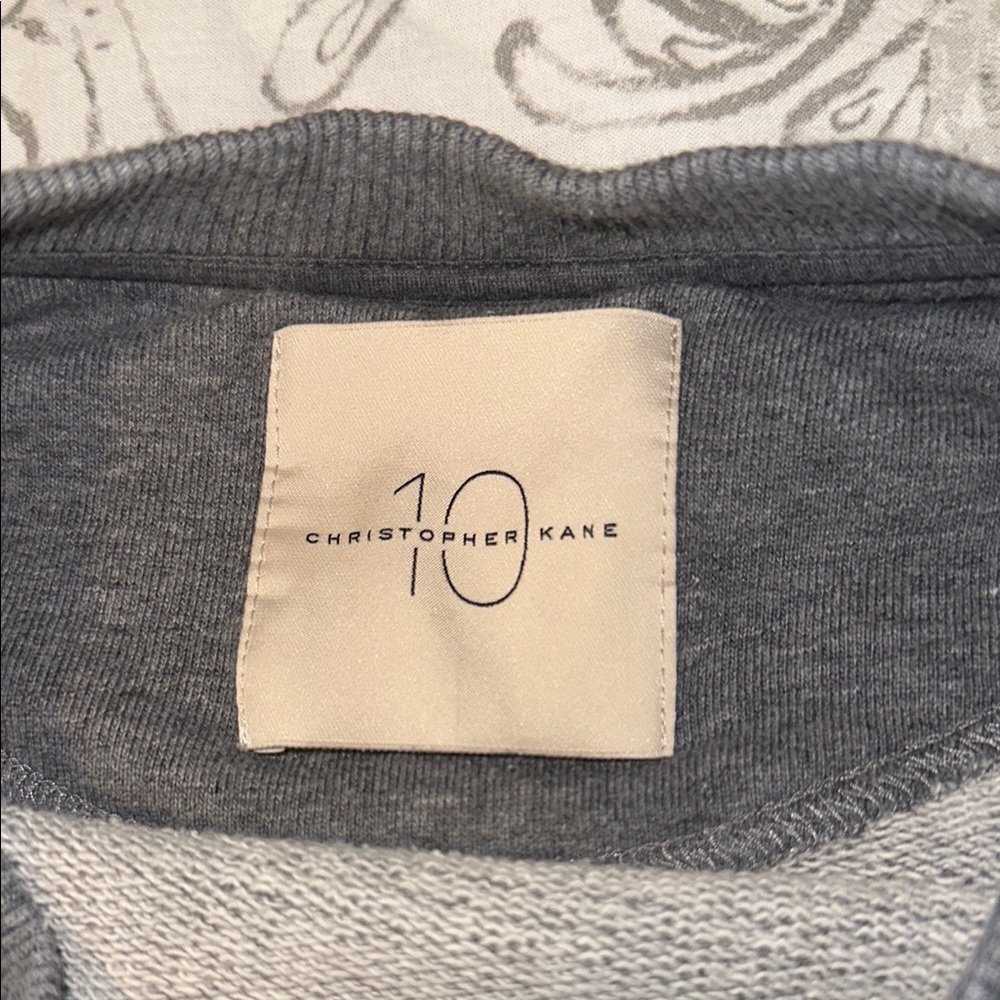 Christopher Kane Gray Crewneck Sweater with Crystal Embellished Graphic - Picture 3 of 5